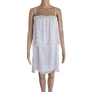 Kelly Renee Dress Crinkle Chiffon Layered Embroidered Spaghetti Strap Size Small